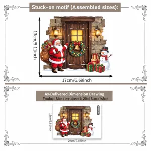 Weihnachtsmann Haus Wandaufkleber Set für Weihnachtsfeier, dekoratives Wandtattoo.