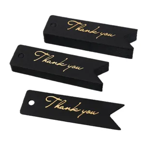 Black swallowtail thank you paper tags gold foil tags gift wrapping tags 100pcs