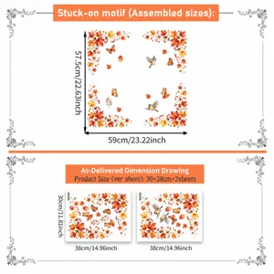 Autumn maple leaf butterfly wall window sticker decorative glass static sticker 2pcs
