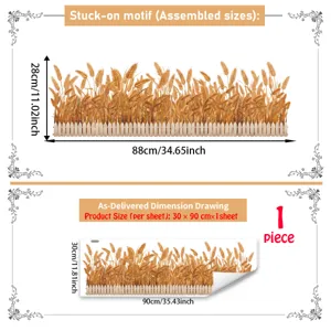 Wheat fence wall sticker border peel and stick self-adhesive decor for living room bedroom