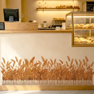 Wheat ear wall sticker home decor wallpaper self-adhesive waistline wall art for room detail
