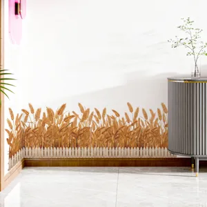 PVC Self-Adhesive Wheat Ear Fence Waistline Wall Sticker For Bedroom Living Room Kids Room Home Background Decorative Sticker