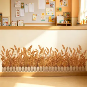 Wheat fence wall sticker for kids room living room self-adhesive decorative border wallpaper detail