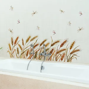 Wheat ear and dragonfly wall sticker border for home bedroom living room decor self-adhesive