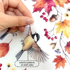 Autumn bird window sticker double sided colorful decorative static cling for glass home decor