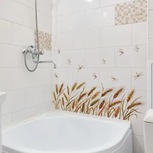 Decorative wheat ear wall sticker for bathroom and living room home background decor detail.