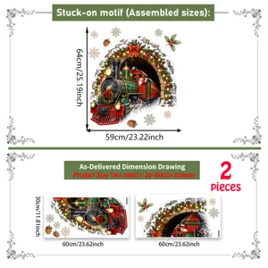 Weihnachten Zug Wandaufkleber Feiertag Dekoration abziehbar selbstklebende Vinyl Wandtattoo 2 Stk