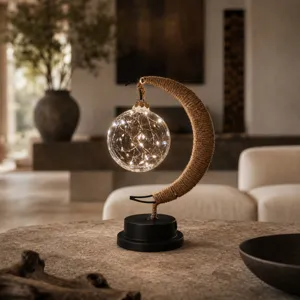 LED hemp rope moon lamp night light string decorative light for bedroom and living room use.