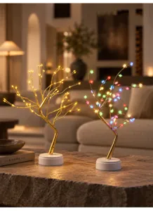 LED dekorative Baumleuchte USB Nachtlicht Schlafzimmer Stimmungsbeleuchtung mit bunten Blumen.