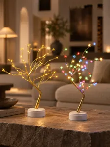 Gemütliche dekorative LED-Baumleuchte Detailansicht, warme und bunte Zweige für gemütliches Ambiente.