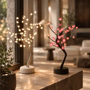 LED Weihnachtsbaum Nachtlicht USB Batteriebetriebene Tischdekoration Künstliche Perle Blatt Stern Tischlampe Für Schlafzimmer Deko Party Valentinstag Atmosphäre Licht