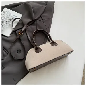Wildleder Patchwork Handtasche Retro Stil Schulter Umhängetasche mit Griff und Gurt.