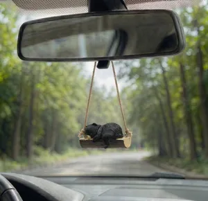 Adorable ours noir endormi balançoire décoration suspendue rétroviseur voiture cadeau