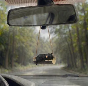 Mignon pendentif ours noir balançoire pour rétroviseur intérieur de voiture belle déco