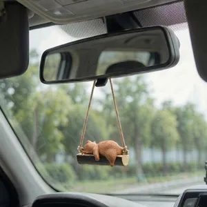 Charmant adorable ours balançoire rétroviseur de voiture pendentif détail intérieur