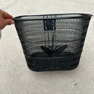 Cesto per Bicicletta in Rete Metallica Nera Con Decorazione a Farfalla Anteriore Cesto in Filo Metallico e Staffa Accessori Ciclismo