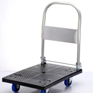 Foldable platform hand truck utility cart with wheels for heavy duty lightweight portable design
