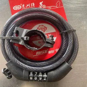 Bicycle cable lock with combination dial and mounting bracket, secure anti-theft design.