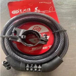 Heavy duty bicycle cable lock with 4-digit combination password for bikes and e-bikes.