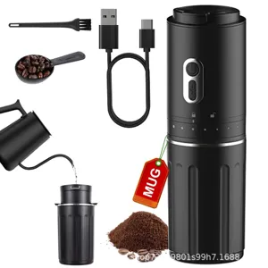 Portable Electric Coffee Grinder Stainless Steel USB Rechargeable Coffee Bean Grinder Adjustable Coarseness