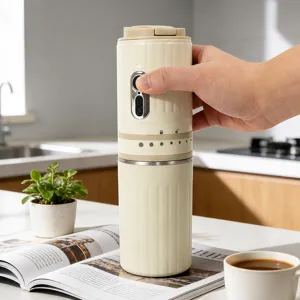 Portable electric coffee grinder for espresso and pour over with adjustable fineness.