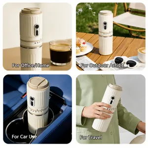 Portable electric coffee grinder, adjustable coarseness, USB rechargeable for travel.