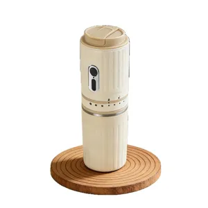 Portable electric coffee grinder, rechargeable bean mill for espresso and pour-over coffee.