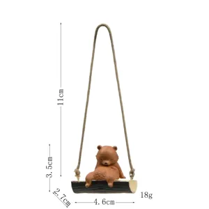 Mignon petit ours brun balançoire pendentif de rétroviseur de voiture décoration cadeau
