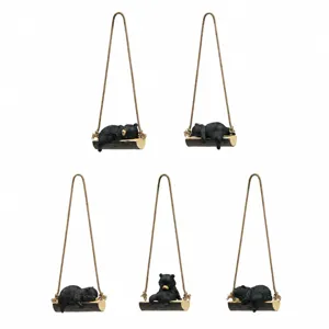 Mignon petit ours noir suspendu voiture balançoire pendentif résine avec dimensions.