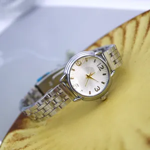 Fashion Women's Quartz Watch Round Sunray Dial Elegant Alloy Steel Band Wristwatch Versatile Jewelry Accessory Gift For Ladies
