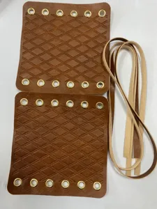 Vintage motorcycle bicycle handlebar grips leather lace up cover non slip brown wrap set