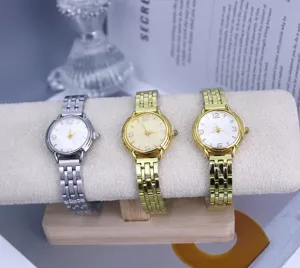 Women fashion quartz watch elegant steel strap wrist watch round dial casual timepiece
