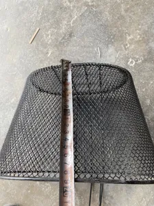 Black metal mesh bicycle front basket with hooks for kids bikes and mountain bikes size detail.