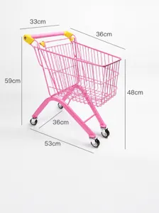 Chariot de courses jouet rose en metal pour enfants jeu d imitation supermarches