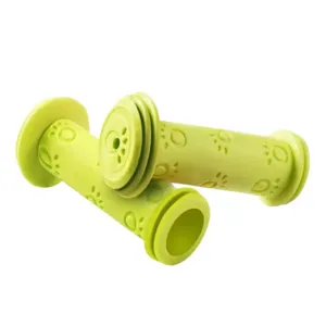 Kids bicycle rubber handlebar grips anti-slip balance bike scooter handles green paw print