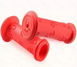 Kids bike handlebar grips soft rubber scooter grips anti-slip paw print design red