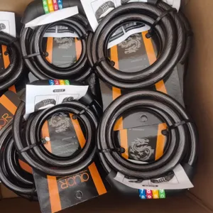 Lucchetto per bici a combinazione a 4 cifre Quor, cavo in acciaio robusto per la sicurezza.