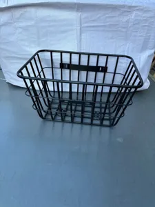 Sturdy black metal wire bicycle and electric scooter rear or front storage basket.