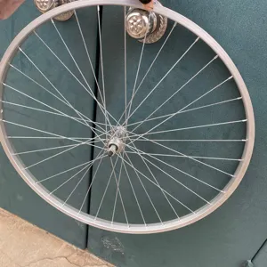 Jante de vélo en aluminium argenté avec rayons multiples pour pièces de rechange
