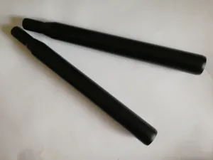 Detailed view of black metal bicycle seatpost, durable steel tube replacement for mountain bikes.