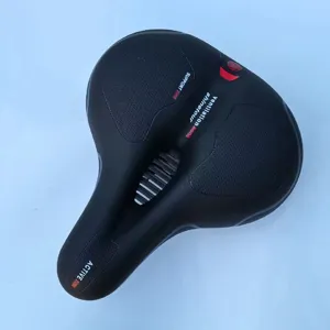 Ergonomic black bicycle saddle for mountain bikes, comfortable breathable bike seat.