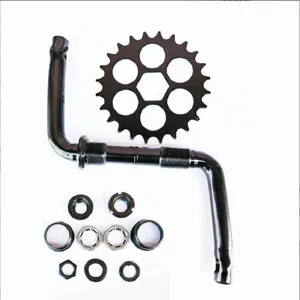 Conjunto de Biela y Eje de Pedalier Monobloque para Bicicleta Infantil Piezas de Reparación de Plato de Bicicleta de Metal