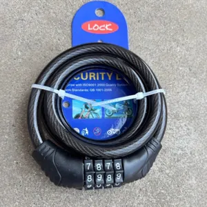 Mountain Bike Combination Lock Bicycle Steel Cable Lock Secure Cycling Security Equipment Heavy Duty Black