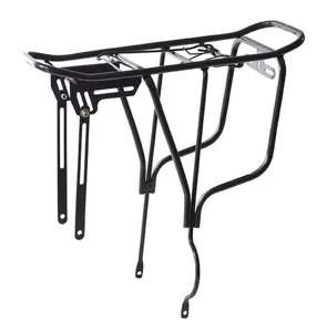 Portapacchi posteriore per bici in metallo nero robusto, staffe regolabili per mountain bike.