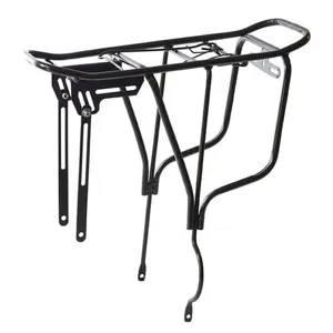 Portapacchi posteriore per bicicletta nero resistente per mountain bike e trasporto sicuro.
