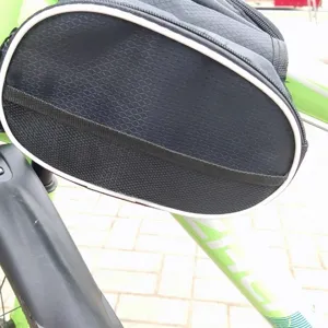 Black bicycle top tube bag mountain bike frame bag cycling storage pack waterproof phone pouch