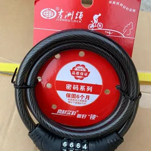 Lucchetto per bici a combinazione a 4 cifre Jizhou, serratura in cavo d'acciaio nero con confezione.