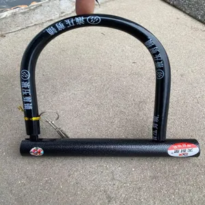 Candado en U Resistente para Bicicleta Antirrobo Seguro de Acero para Moto Herrajes de Seguridad Portátiles para Ciclismo Negro
