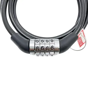 Durable 4-digit bicycle cable lock with steel wire for mountain bike security protection.