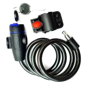 Vue détaillée de l'antivol de vélo portable, cadenas robuste avec clés et support de fixation.